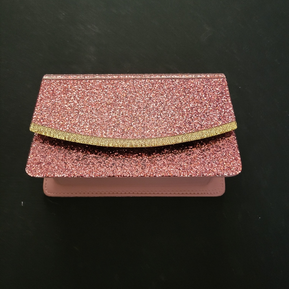 Sparkling Crystal & Acrylic Pink Crossbody Clutch